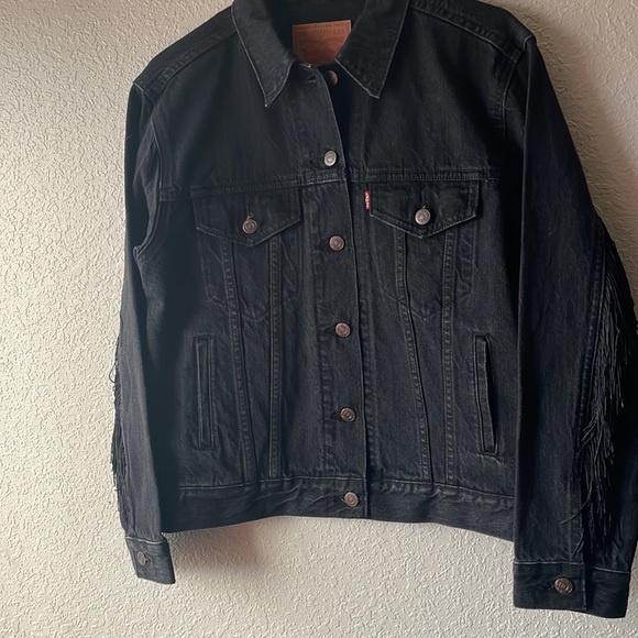 Levi's Jackets & Coats Levis Black Jean Jacket With Fringe Poshmark